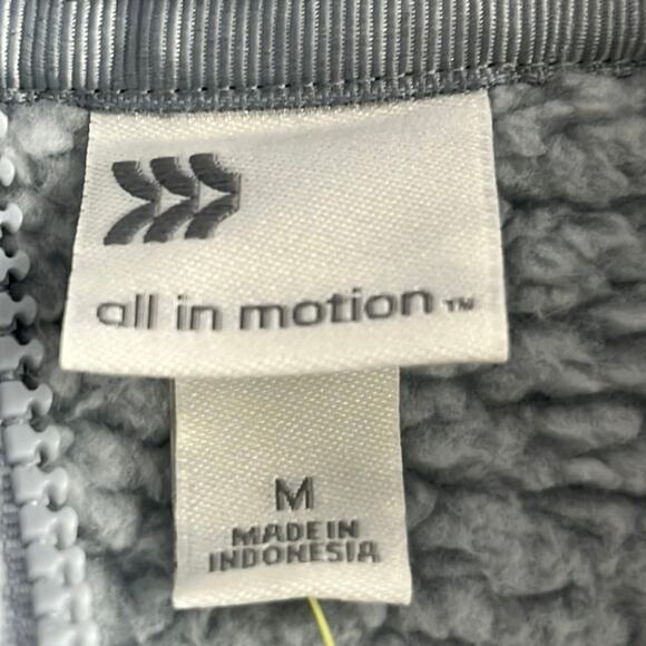 All in Motion Light Blue Fuzzy Sherpa Quarter Zip Hoodie Size Medium - Picture 6 of 8